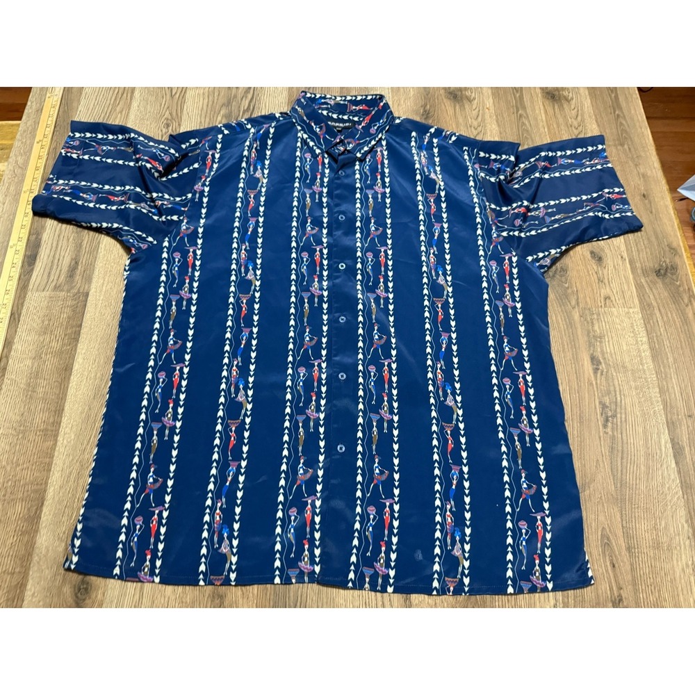 Bassiri Shirt Men's Size 3XL Blue, Multicolor, Short Sleeve, Button Up Shirt
